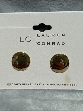 LC Lauren Conrad Polished Gold Disc Button Stud Earrings